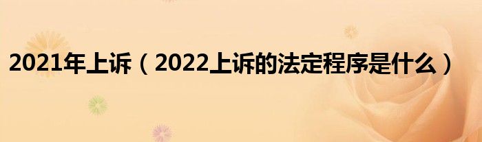 2021年上诉（2022上诉的法定程序是什么）