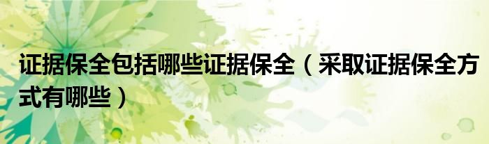 证据保全包括哪些证据保全（采取证据保全方式有哪些）