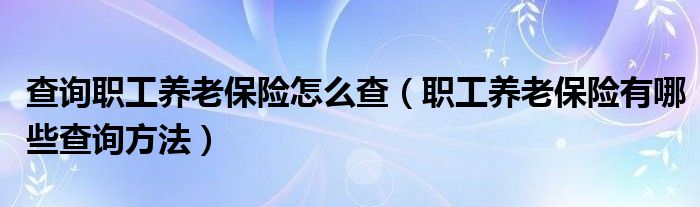 查询职工养老保险怎么查（职工养老保险有哪些查询方法）