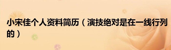 小宋佳个人资料简历（演技绝对是在一线行列的）
