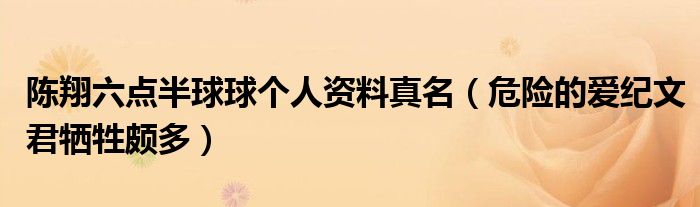 陈翔六点半球球个人资料真名（危险的爱纪文君牺牲颇多）