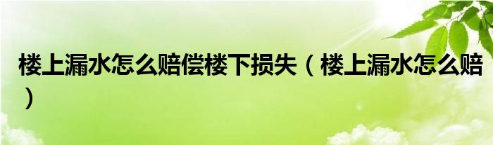 楼上漏水怎么赔偿楼下损失（楼上漏水怎么赔）