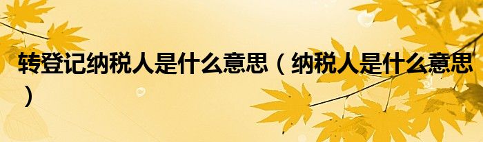 转登记纳税人是什么意思（纳税人是什么意思）