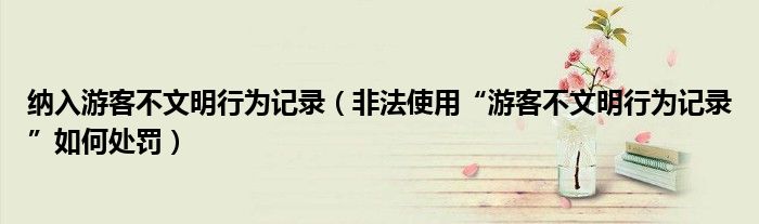 纳入游客不文明行为记录（非法使用“游客不文明行为记录”如何处罚）