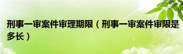 刑事一审案件审理期限（刑事一审案件审限是多长）