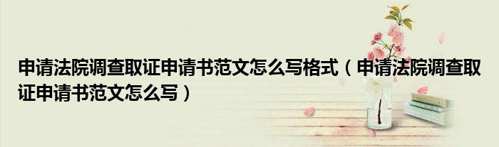申请法院调查取证申请书范文怎么写格式（申请法院调查取证申请书范文怎么写）