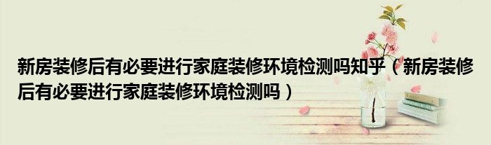 新房装修后有必要进行家庭装修环境检测吗知乎（新房装修后有必要进行家庭装修环境检测吗）