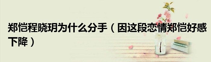 郑恺程晓玥为什么分手（因这段恋情郑恺好感下降）