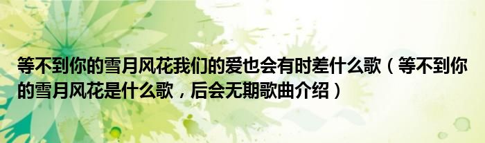 等不到你的雪月风花我们的爱也会有时差什么歌（等不到你的雪月风花是什么歌，后会无期歌曲介绍）