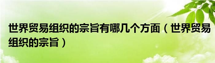 世界贸易组织的宗旨有哪几个方面（世界贸易组织的宗旨）