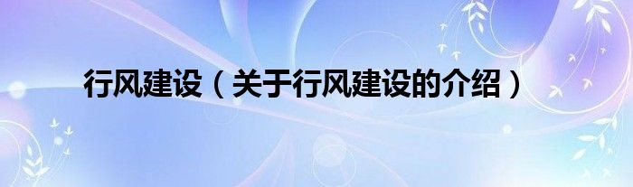 行风建设（关于行风建设的介绍）