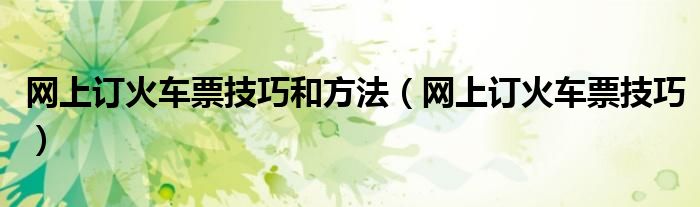 网上订火车票技巧和方法（网上订火车票技巧）