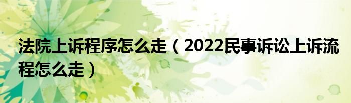 法院上诉程序怎么走（2022民事诉讼上诉流程怎么走）
