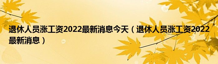 退休人员涨工资2022最新消息今天（退休人员涨工资2022最新消息）