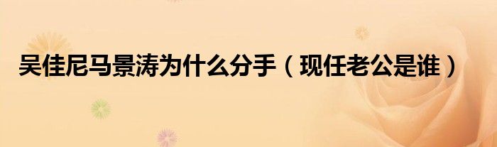 吴佳尼马景涛为什么分手（现任老公是谁）