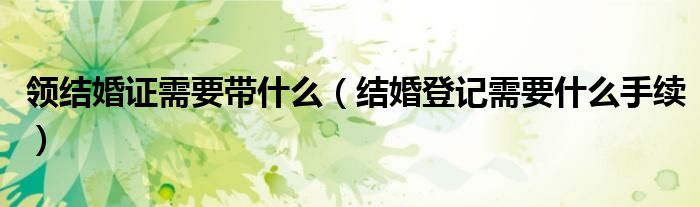 领结婚证需要带什么（结婚登记需要什么手续）