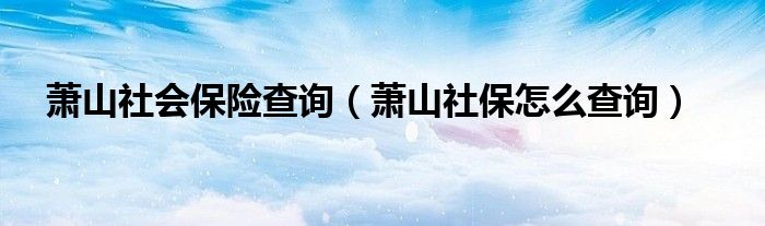 萧山社会保险查询（萧山社保怎么查询）