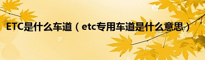 ETC是什么车道（etc专用车道是什么意思）