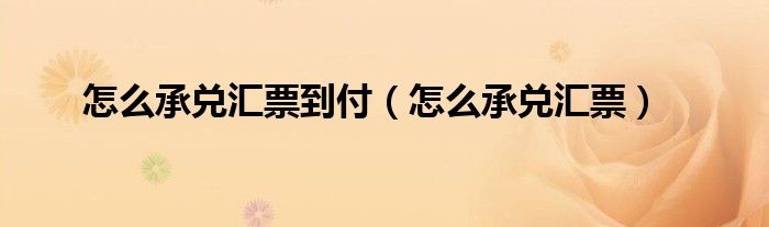 怎么承兑汇票到付（怎么承兑汇票）