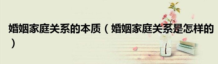 婚姻家庭关系的本质（婚姻家庭关系是怎样的）