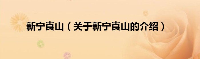 新宁崀山（关于新宁崀山的介绍）