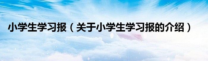 小学生学习报（关于小学生学习报的介绍）