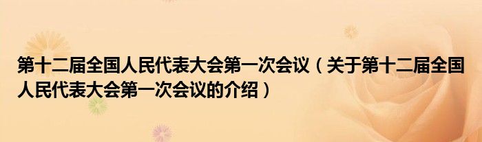 第十二届全国人民代表大会第一次会议（关于第十二届全国人民代表大会第一次会议的介绍）