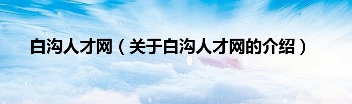 白沟人才网（关于白沟人才网的介绍）