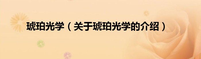 琥珀光学（关于琥珀光学的介绍）