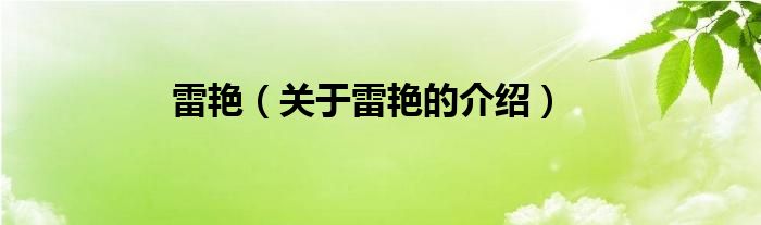 雷艳（关于雷艳的介绍）