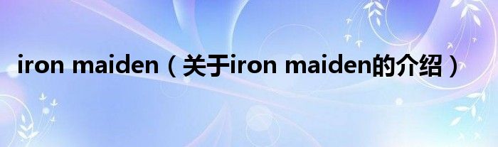 iron maiden（关于iron maiden的介绍）