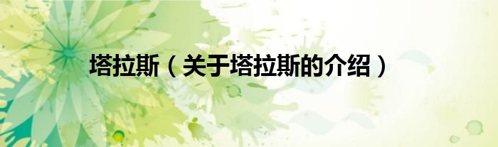 塔拉斯（关于塔拉斯的介绍）