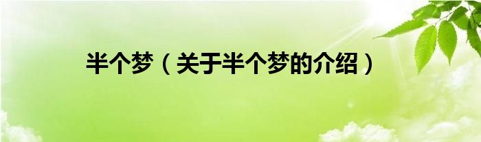 半个梦（关于半个梦的介绍）