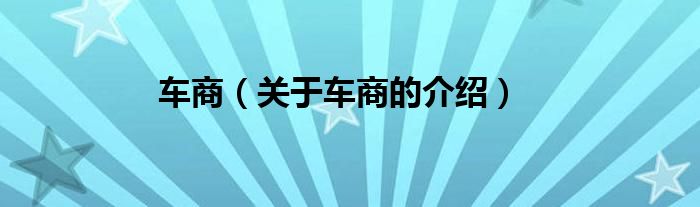 车商（关于车商的介绍）