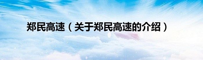 郑民高速（关于郑民高速的介绍）