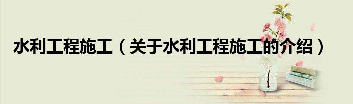 水利工程施工（关于水利工程施工的介绍）