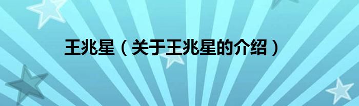 王兆星（关于王兆星的介绍）