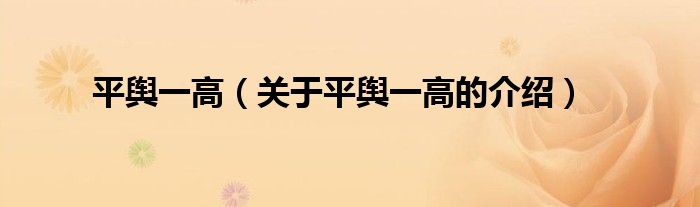 平舆一高（关于平舆一高的介绍）