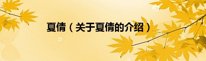 夏倩（关于夏倩的介绍）