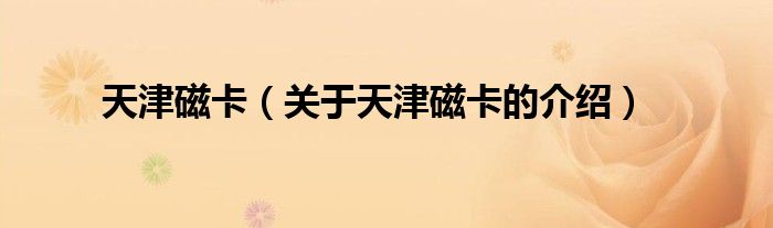 天津磁卡（关于天津磁卡的介绍）