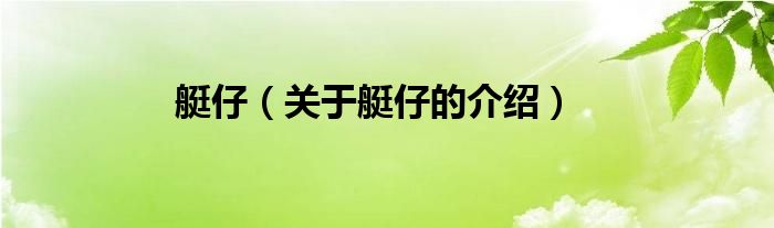 艇仔（关于艇仔的介绍）