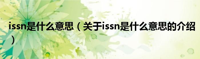 issn是什么意思（关于issn是什么意思的介绍）