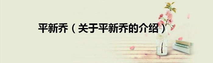 平新乔（关于平新乔的介绍）