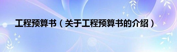 工程预算书（关于工程预算书的介绍）