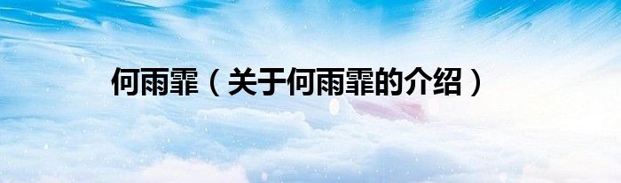 何雨霏（关于何雨霏的介绍）
