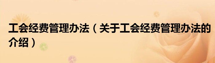 工会经费管理办法（关于工会经费管理办法的介绍）