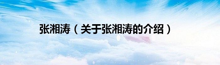 张湘涛（关于张湘涛的介绍）