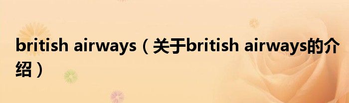 british airways（关于british airways的介绍）