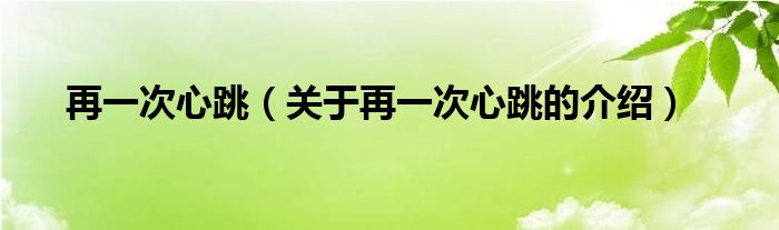再一次心跳（关于再一次心跳的介绍）