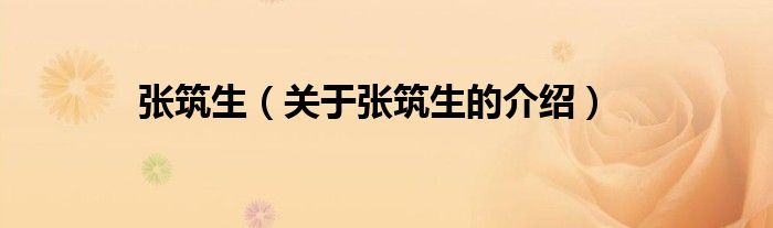 张筑生（关于张筑生的介绍）